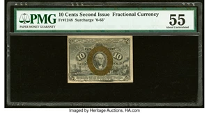 image for: Fr. 1248 10¢ Second Issue PMG About Uncirculated 55....