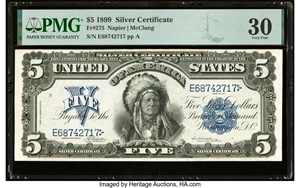 image for: Fr. 275 $5 1899 Silver Certificate PMG Very Fine 30....