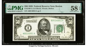 image for: Fr. 2100-A $50 1928 Federal Reserve Note. PMG Choice About Unc 58 EPQ....