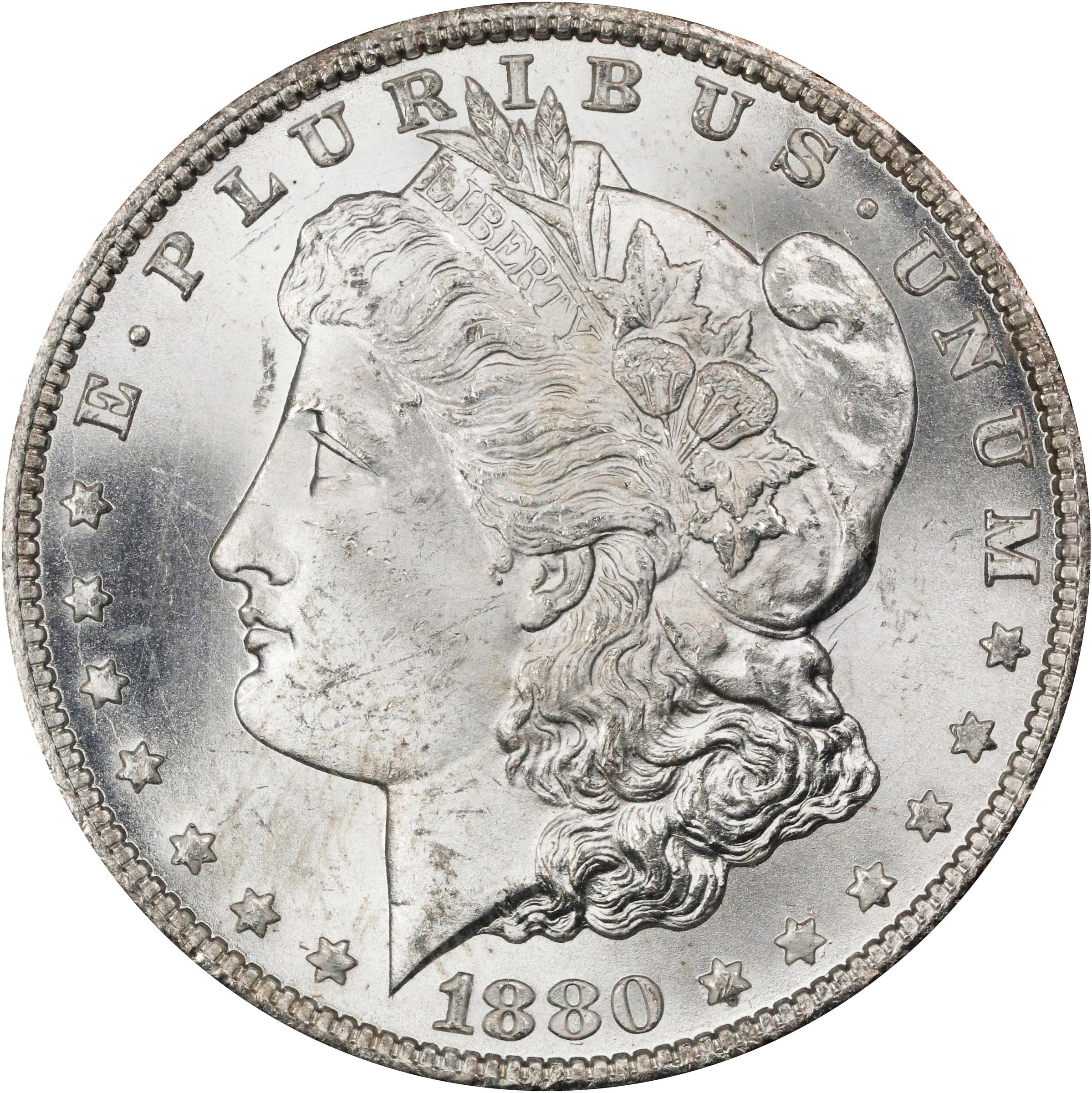 image for: 1880-CC GSA Morgan Silver Dollar. VAM-7A. Hit List 40. 8/7, Reverse of 1878. MS-64 (NGC).