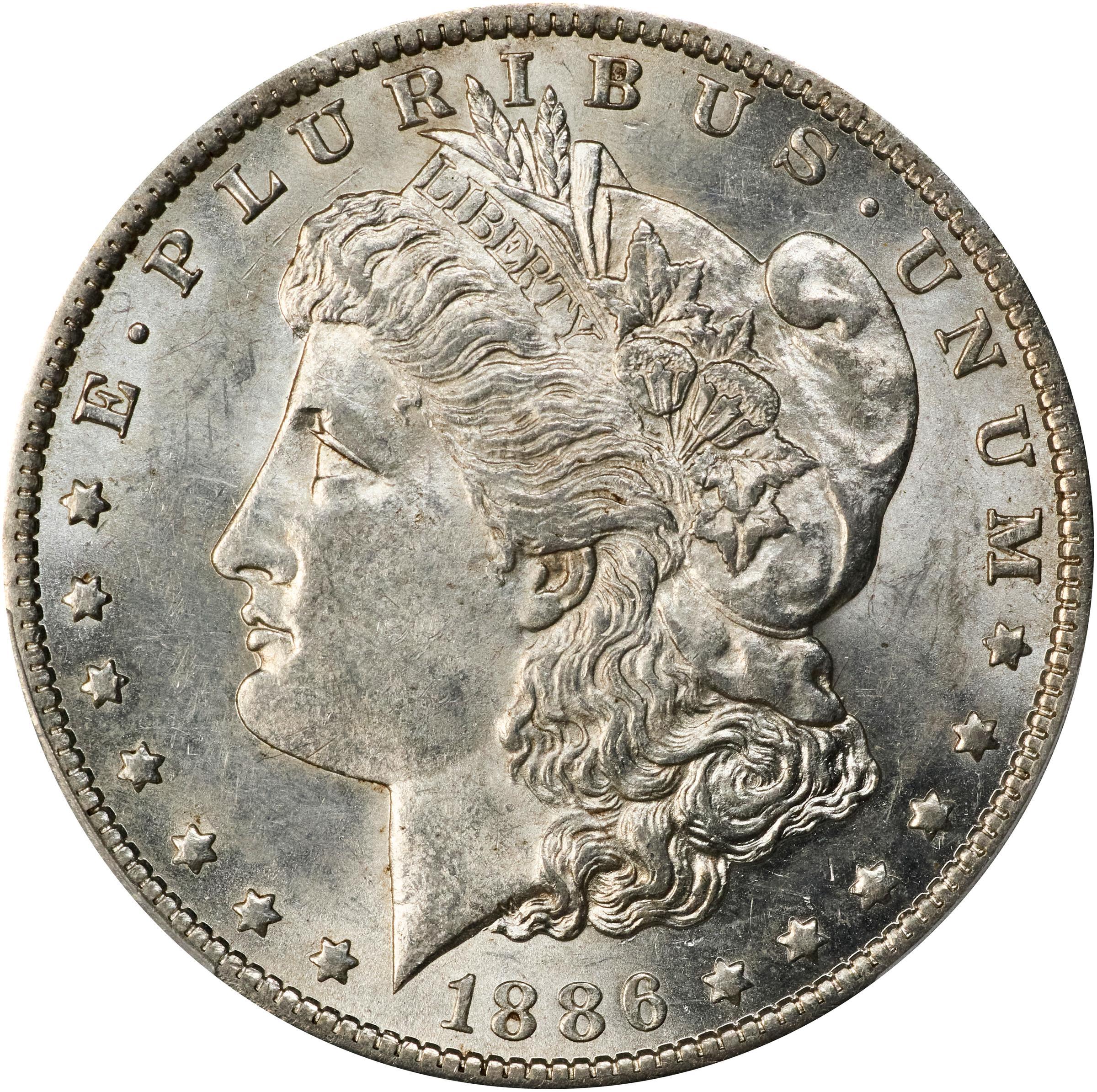 1886-O Morgan Silver Dollar. VAM-1A. Top 100 Variety. Clashed E on Reverse. AU-55 (PCGS).