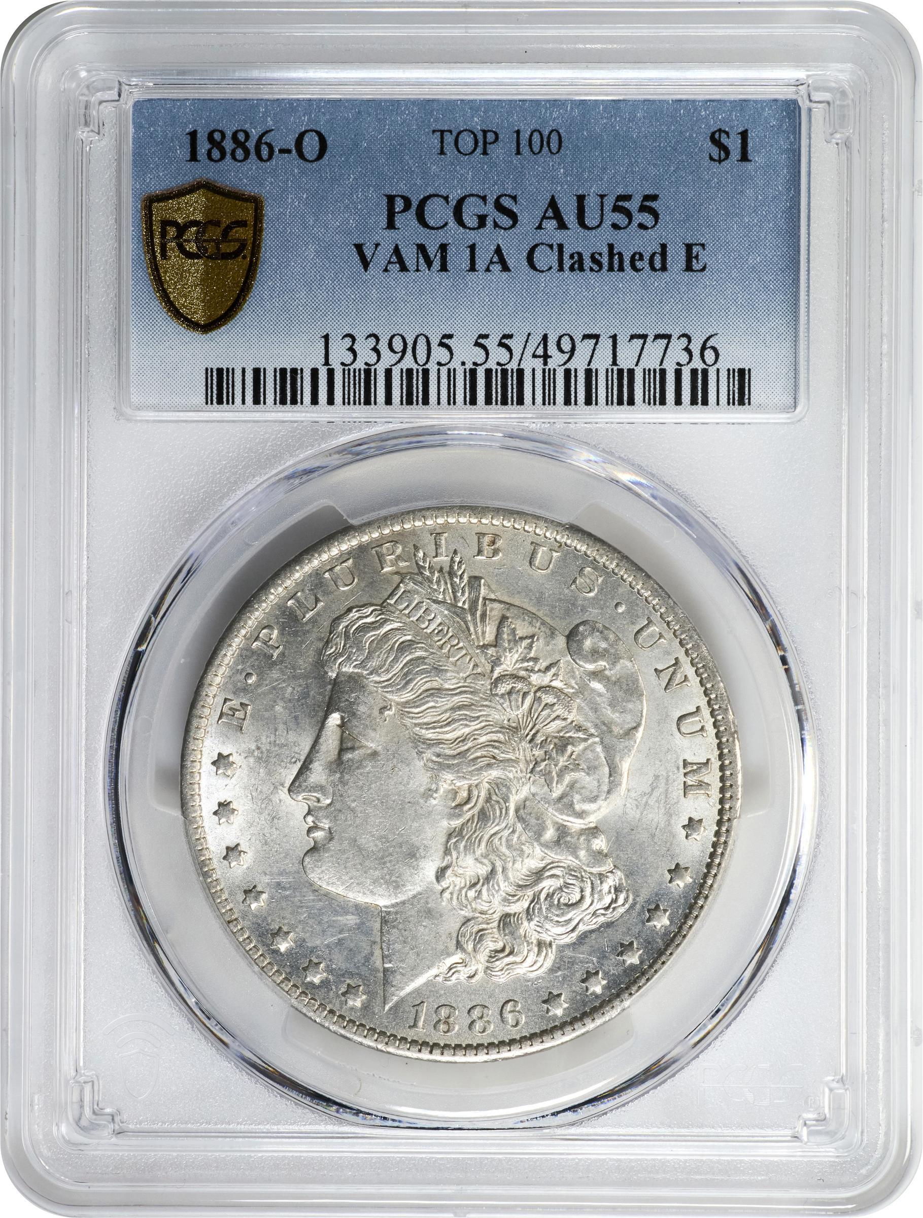 1886-O $1  Clashed Reverse BER, VAM-1A1 AU55 thumbnail 3
