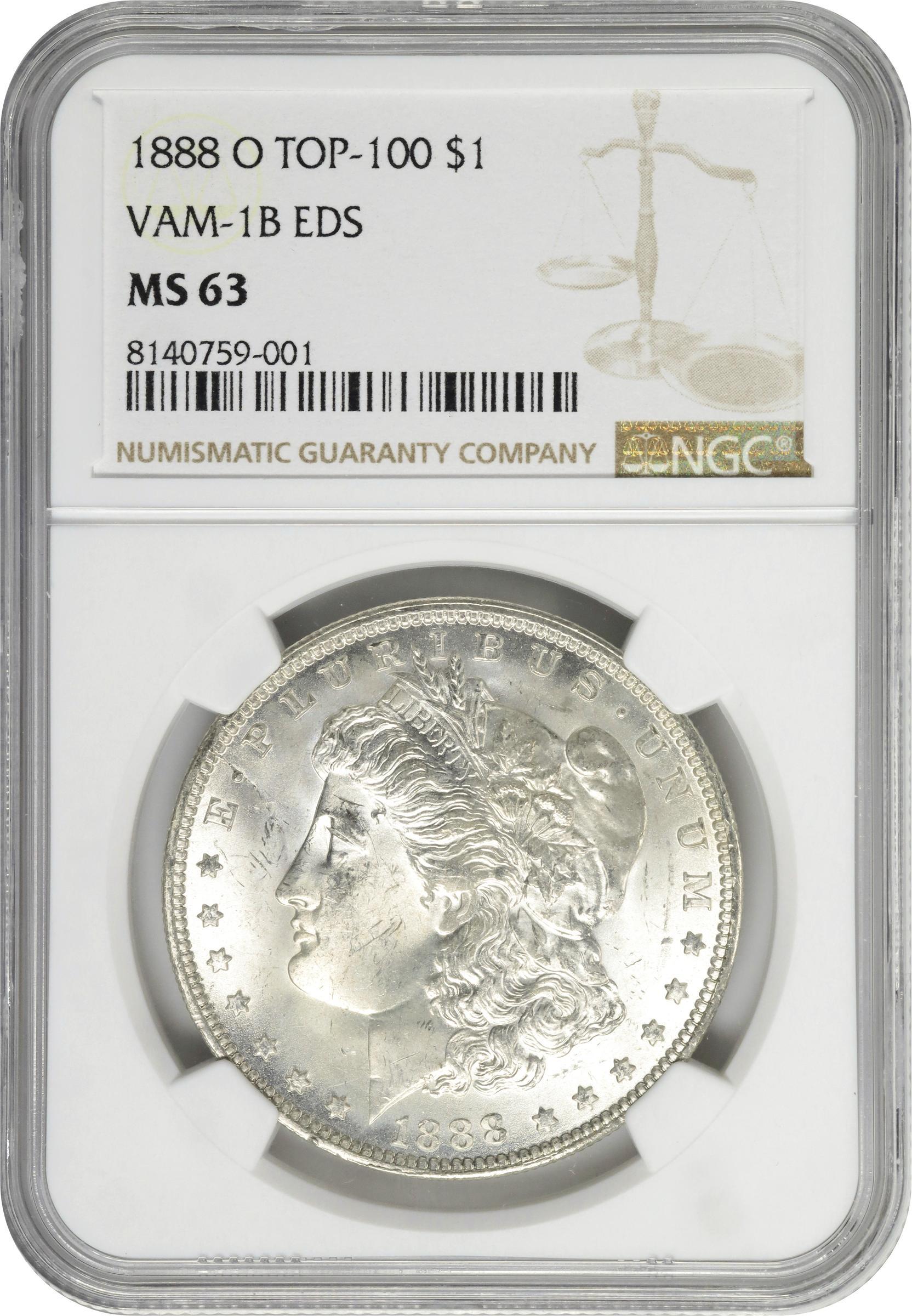 image for: 1888-O Morgan Silver Dollar. VAM-1B. Early Die State. MS-63 (NGC).