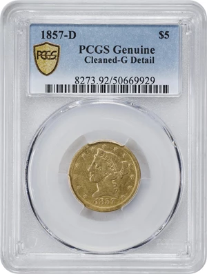 image for: 1857-D Liberty Head Half Eagle. Winter 41-HH. Good Details--Cleaned (PCGS).