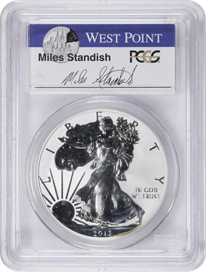 image for: 2013-W Silver Eagle. First Strike. Reverse Proof-70 (PCGS). Miles Standish Signature.