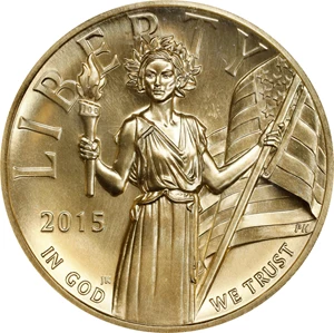 image for: 2015-W American Liberty High Relief $100 Gold Coin. First Releases. MS-70 (NGC). Retro Black Holder.