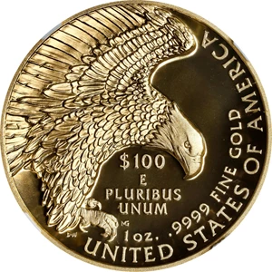image for: 2019-W American Liberty High Relief $100 Gold Coin. Enhanced Finish. Specimen-70 Ultra Cameo (NGC). U.S. Mint Designer Donna Weaver Signature.