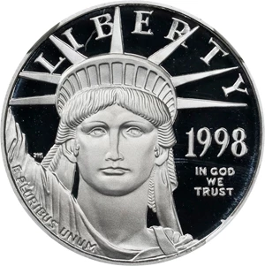 image for: 1998-W Quarter-Ounce Platinum Eagle. Proof-70 Ultra Cameo (NGC). Mike Castle Signature.
