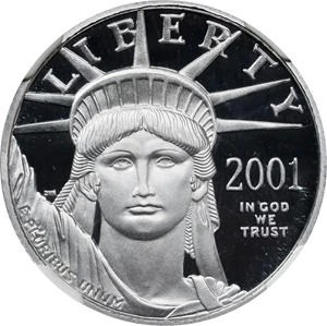 image for: 2001-W Quarter-Ounce Platinum Eagle. Proof-70 Ultra Cameo (NGC). Mike Castle Signature.