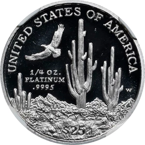 image for: 2001-W Quarter-Ounce Platinum Eagle. Proof-70 Ultra Cameo (NGC). Mike Castle Signature.