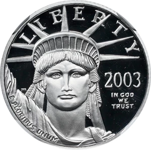 image for: 2003-W Quarter-Ounce Platinum Eagle. Proof-70 Ultra Cameo (NGC). Mike Castle Signature.