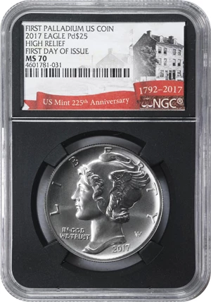 image for: 2017 Palladium Eagle. First Day of Issue. MS-70 (NGC).