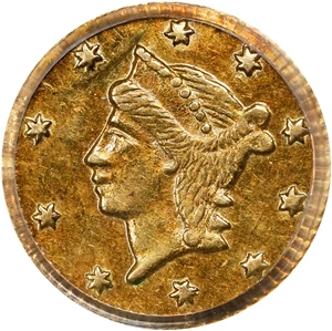 image for: 1855 Round 25 Cents. BG-226A. Rarity-5. Liberty Head. Unc Details--Bent (PCGS).