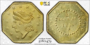 image for: 1856 Octagonal 50 Cents. BG-307. Rarity-5+. Liberty Head. MS-63 (PCGS).