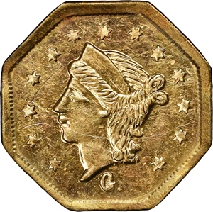 image for: 1866-G Octagonal 25 Cents. BG-740. Rarity-6-. Liberty Head. Unc Details--Scratch (PCGS).
