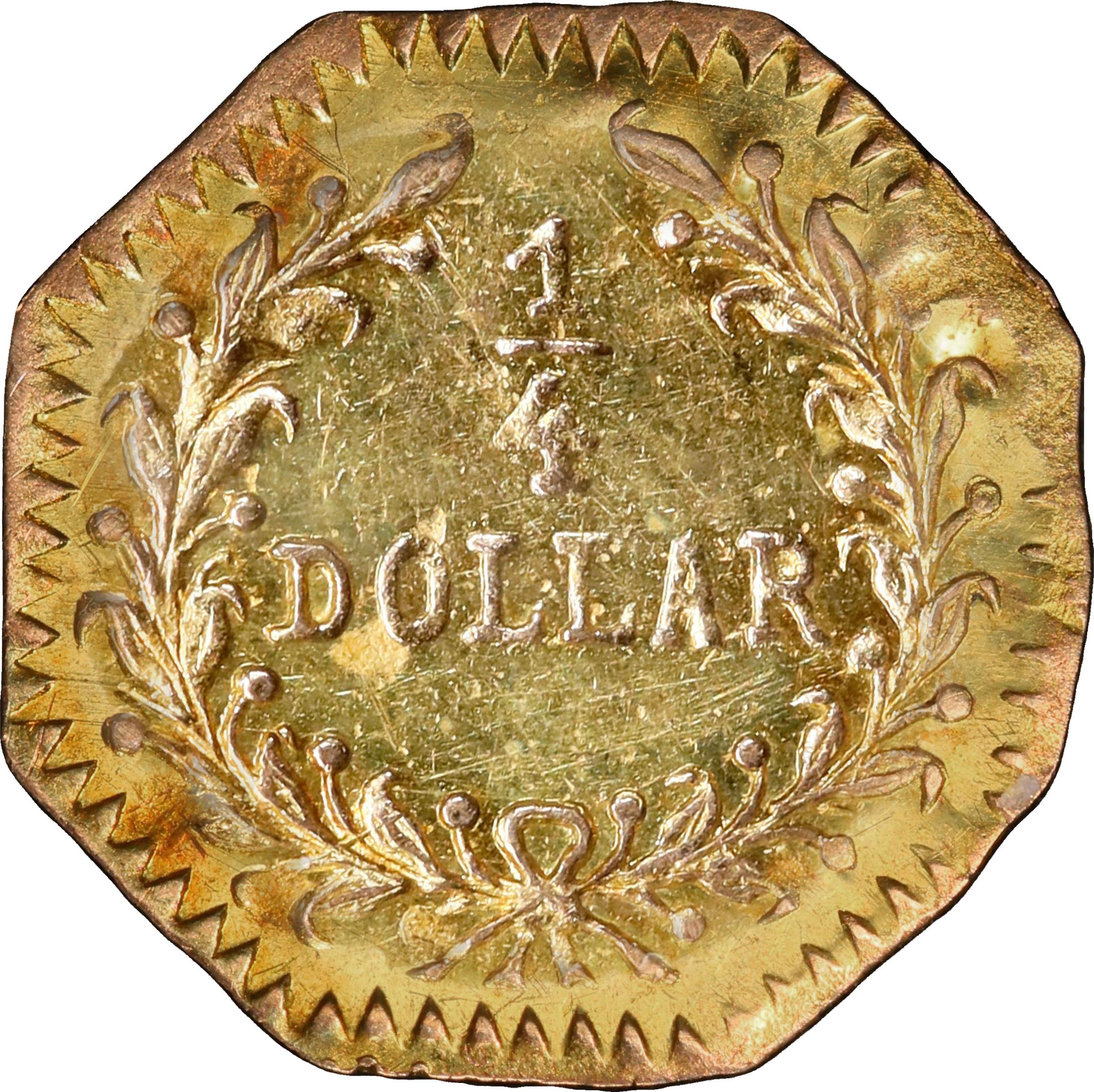image for: 1874 Octagonal 25 Cents. BG-799Q. Rarity-5+. Indian Head. MS-63 (PCGS).