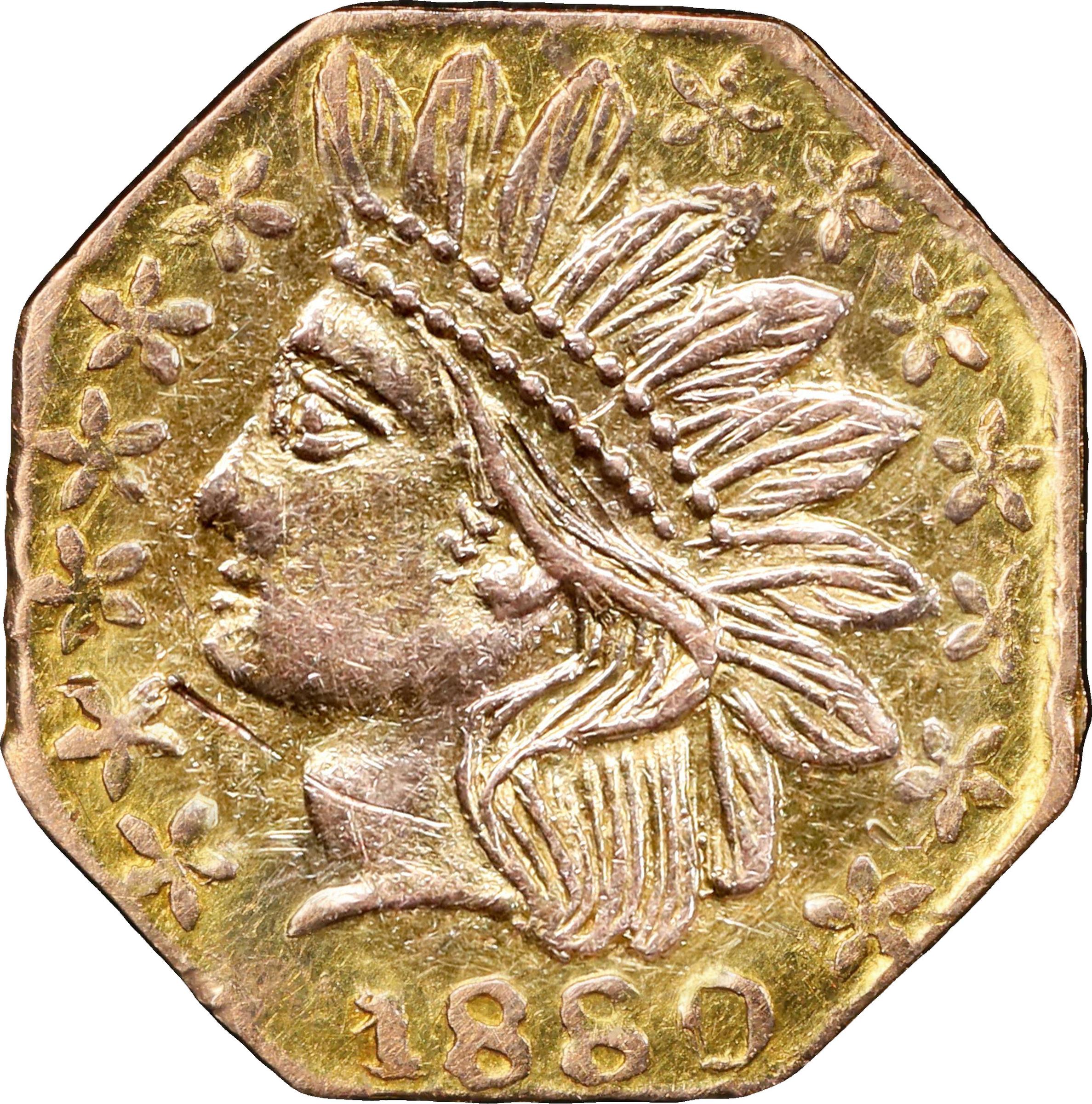image for: 1880 Octagonal 25 Cents. BG-799W. Rarity-6+. Indian Head. AU Details--Scratch (PCGS).