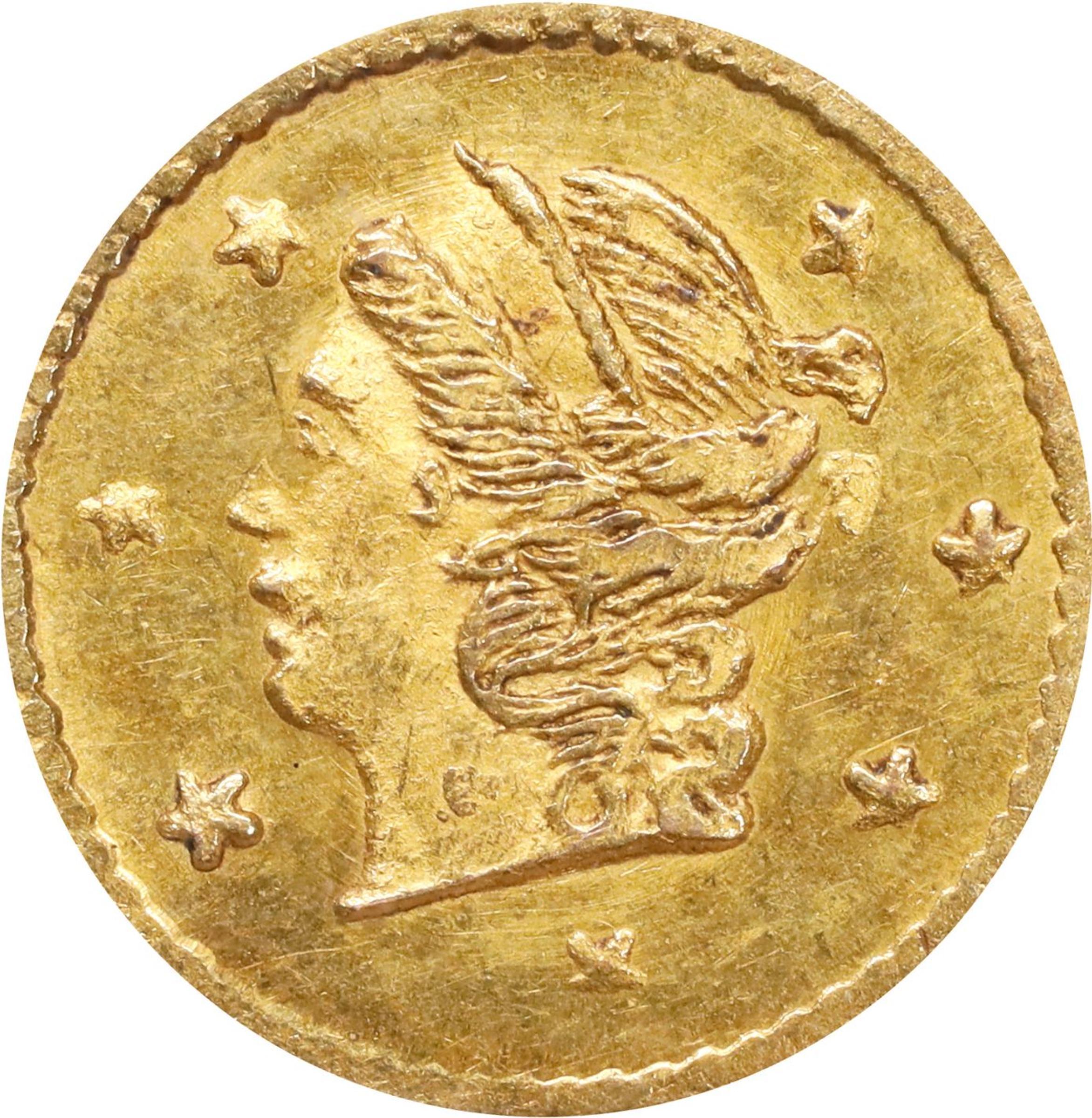 image for: 1871 Round 25 Cents. BG-809. Rarity-4-. Liberty Head. MS-64 (PCGS).