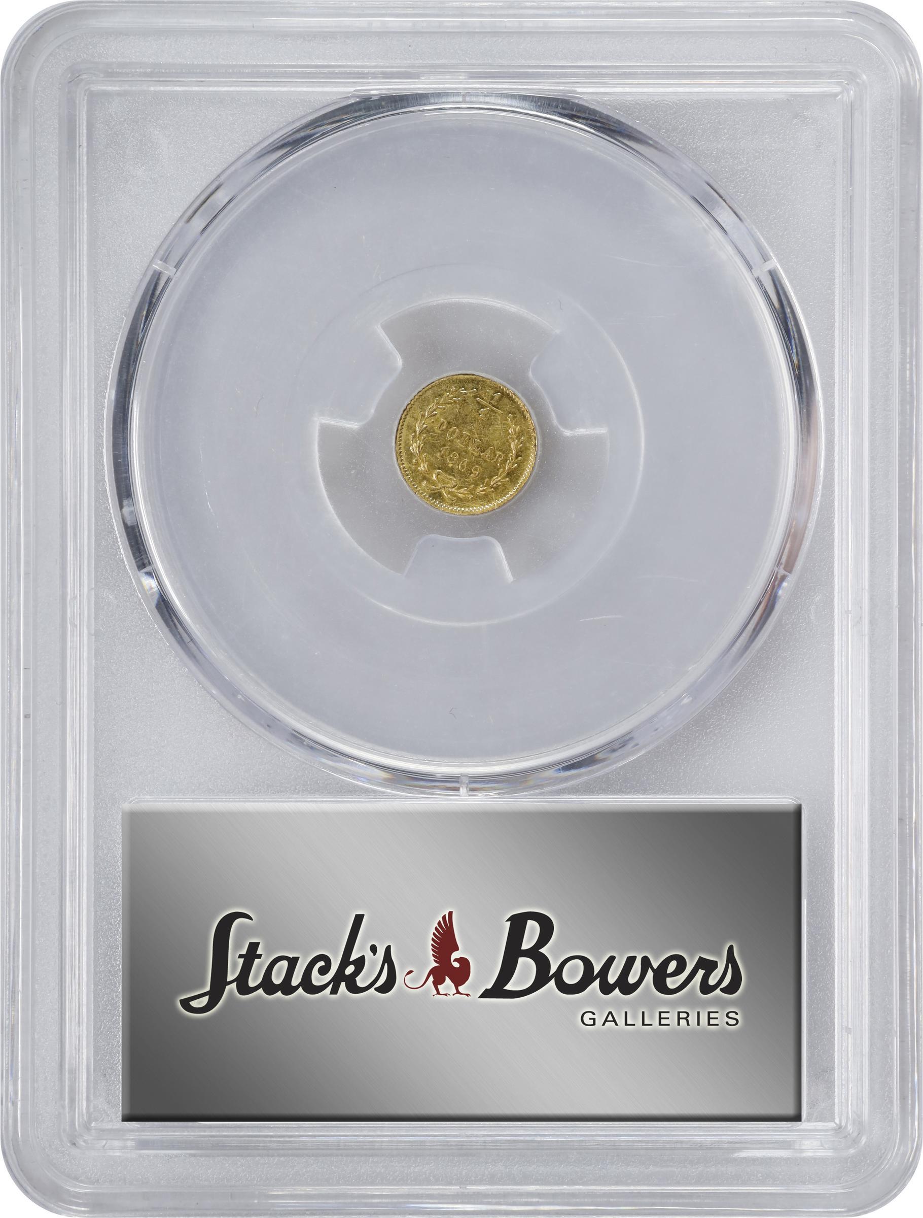 image for: 1869 Round 25 Cents. BG-827. Rarity-5. Liberty Head. MS-62 (PCGS).