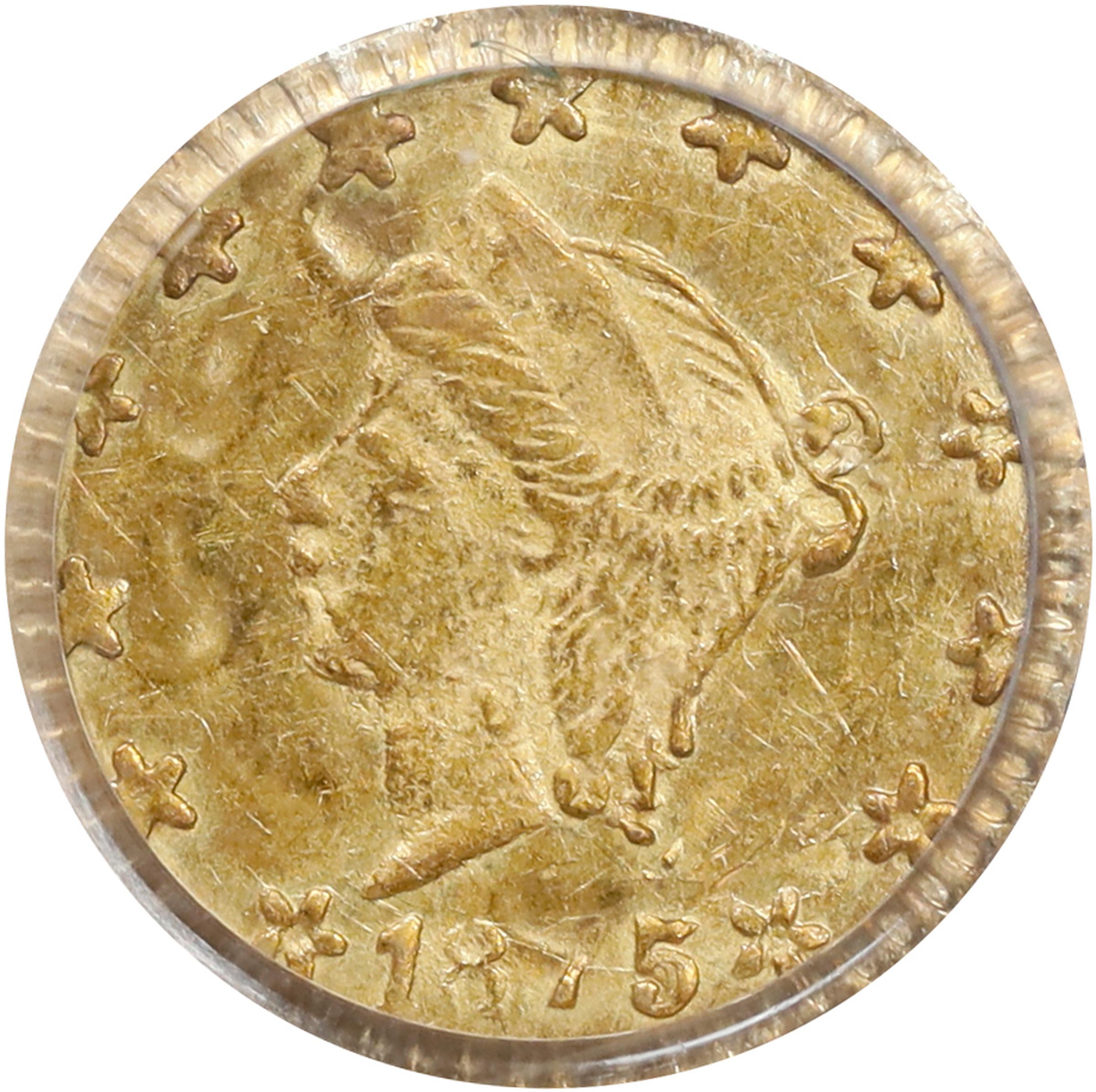 image for: 1875 Round 25 Cents. BG-846. Rarity-6. Liberty Head. AU-58 (PCGS). OGH.