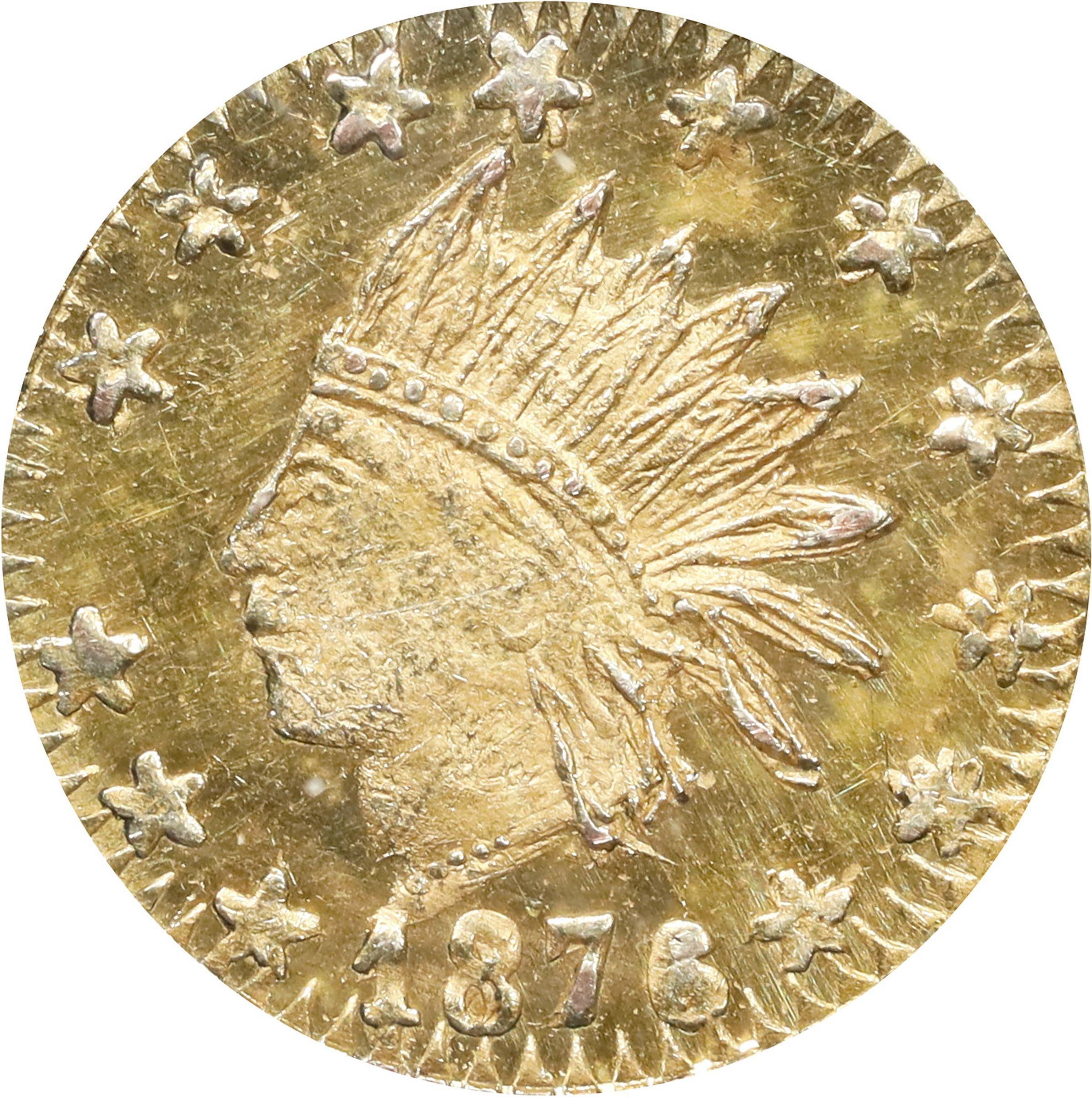 image for: 1876 Round 25 Cents. BG-852. Rarity-5+. Indian Head. Unc Details--Scratch (PCGS).