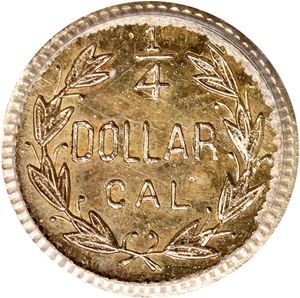 image for: 1871-H Round 25 Cents. BG-861. Rarity-5-. Liberty Head. MS-63 (PCGS).