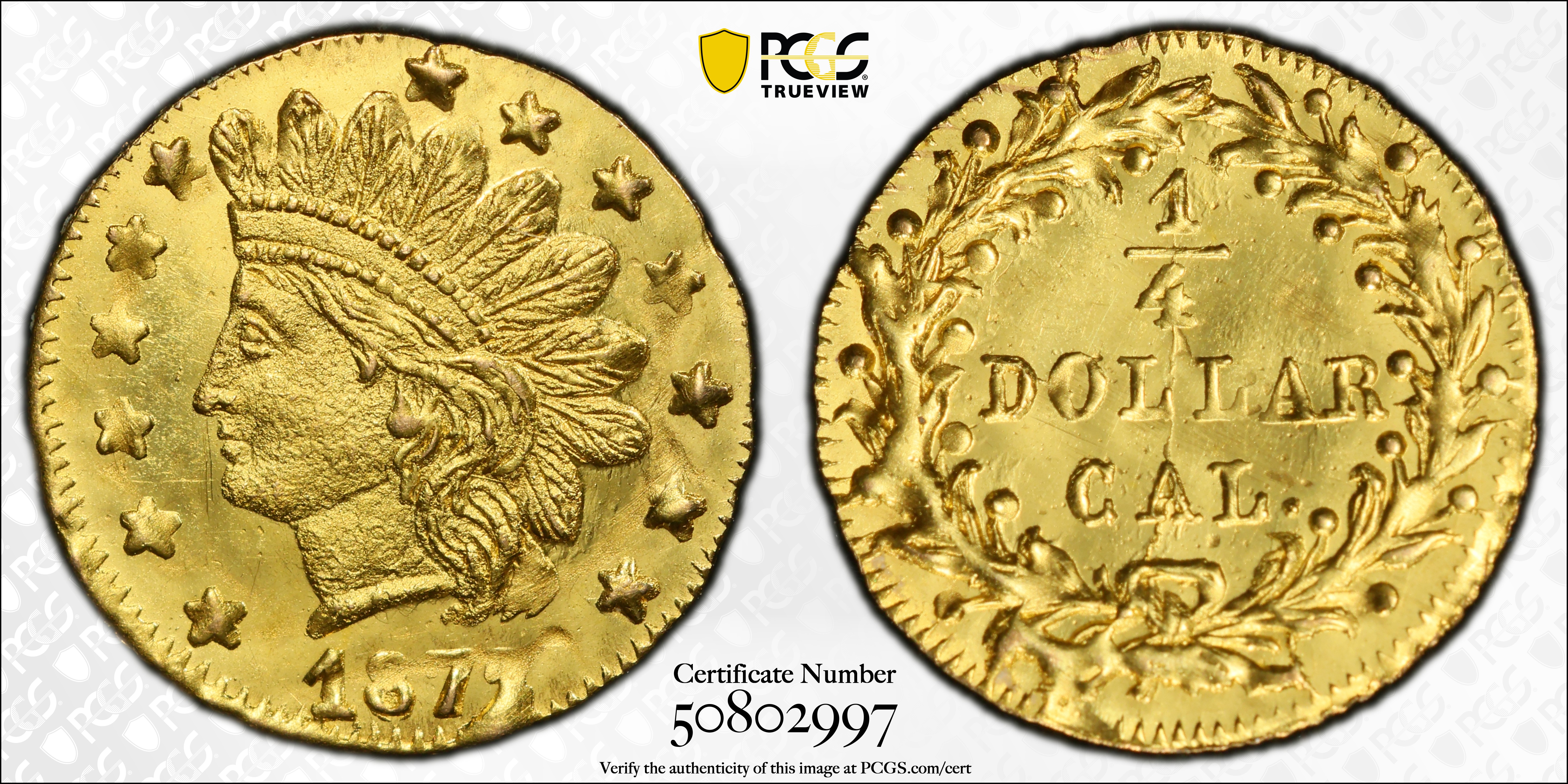 image for: 1872/1 Round 25 Cents. BG-869. Rarity-4-. Indian Head. MS-65 (PCGS).
