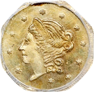 image for: 1867 Octagonal 50 Cents. BG-905. Rarity-5-. Liberty Head. MS-64 (PCGS).