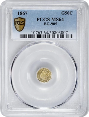 image for: 1867 Octagonal 50 Cents. BG-905. Rarity-5-. Liberty Head. MS-64 (PCGS).