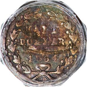 image for: 1864 Octagonal 50 Cents. BG-917. Rarity-4. Liberty Head. EF Details--Residue (PCGS).