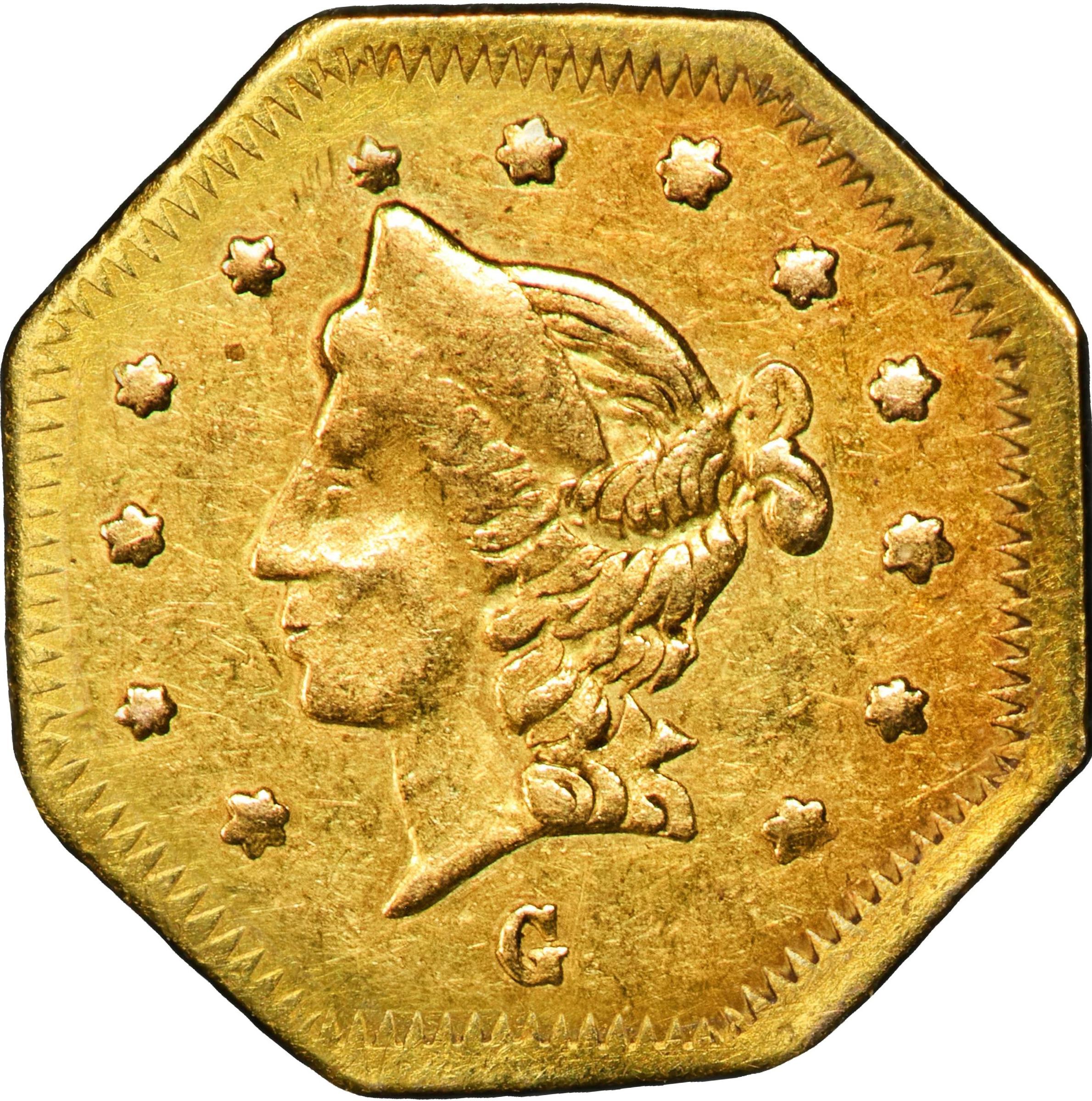 image for: 1869 Octagonal 50 Cents. BG-919. Rarity-4. Liberty Head. AU Details--Scratch (PCGS).