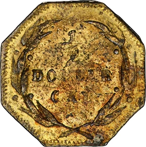 image for: 1874 Octagonal 50 Cents. BG-930. Rarity-5. Liberty Head. AU Details--Environmental Damage (PCGS).