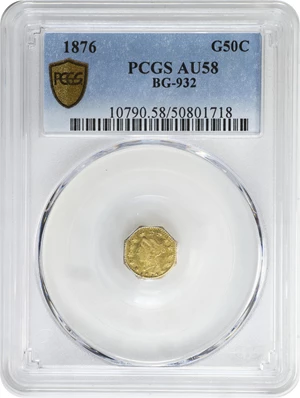image for: 1876 Octagonal 50 Cents. BG-932. Rarity-5+. Liberty Head. AU-58 (PCGS).