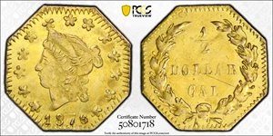 image for: 1876 Octagonal 50 Cents. BG-932. Rarity-5+. Liberty Head. AU-58 (PCGS).