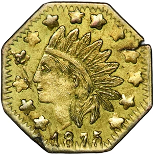 image for: 1875 Octagonal 50 Cents. BG-933. Rarity-5. Liberty Head. AU Details--Planchet Flaw (PCGS).