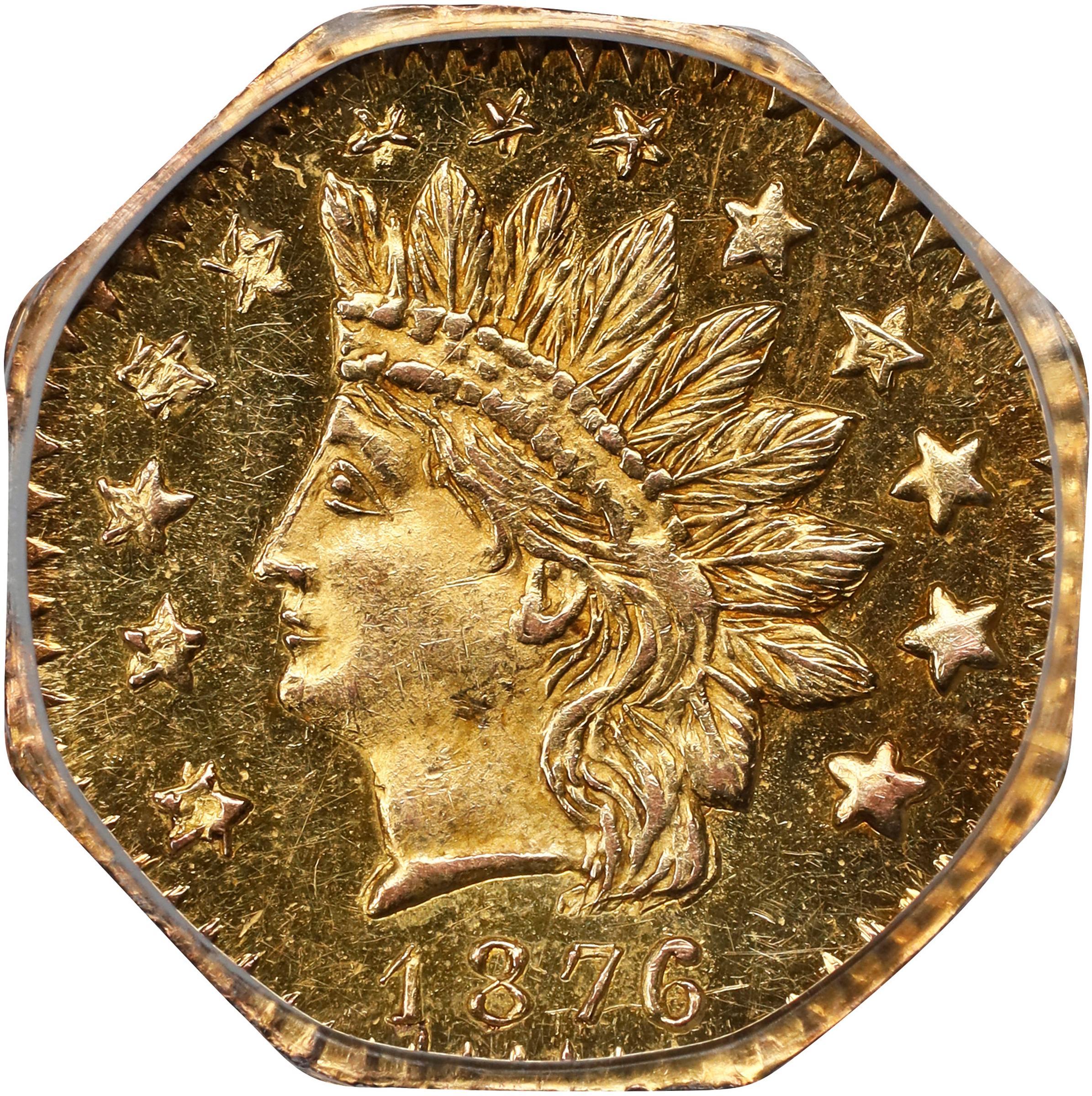 image for: 1876 Octagonal 50 Cents. BG-949. Rarity-4. Indian Head. Small Date. MS-63 (PCGS).