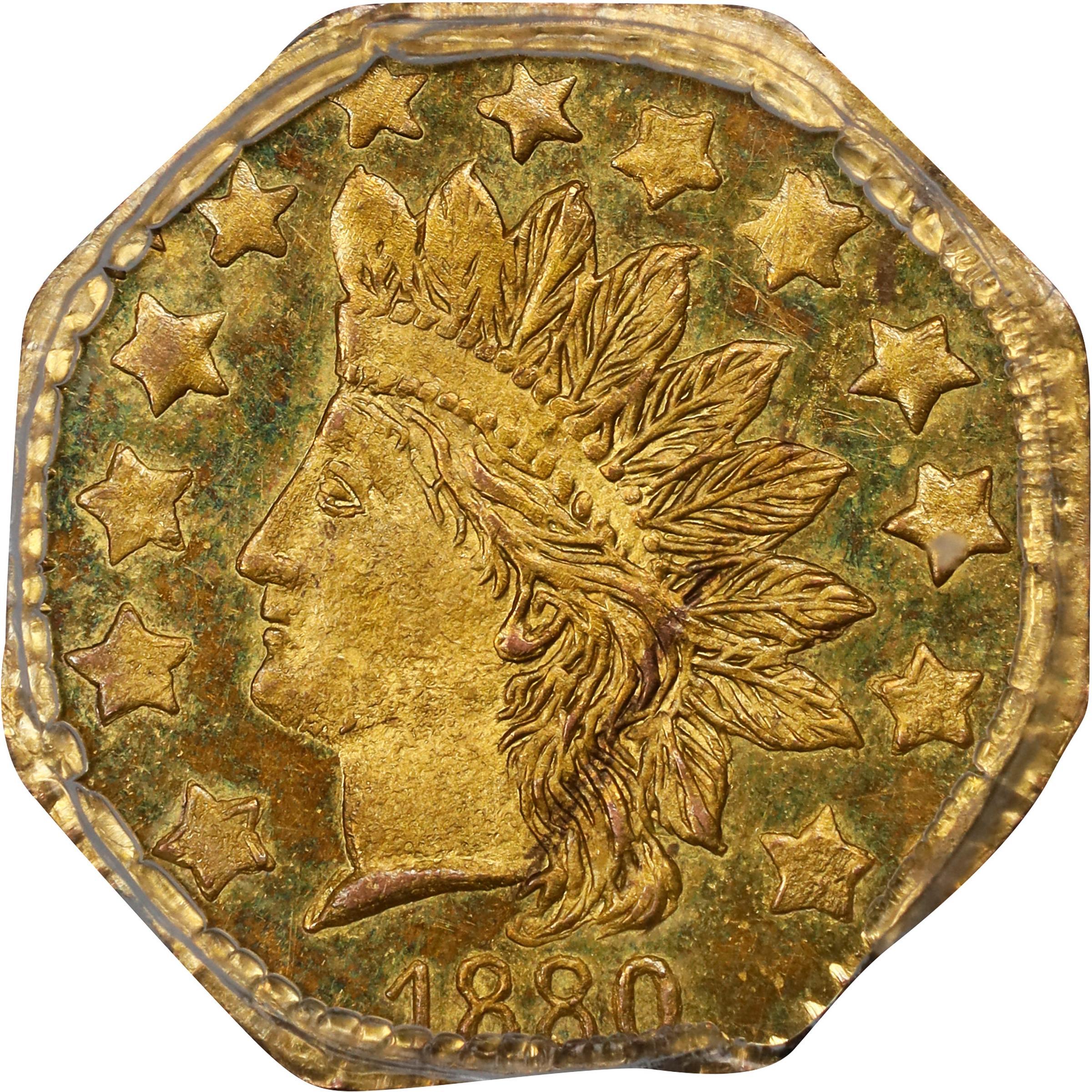 image for: 1880 Octagonal 50 Cents. BG-954. Rarity-4-. Indian Head. MS-63 (PCGS).