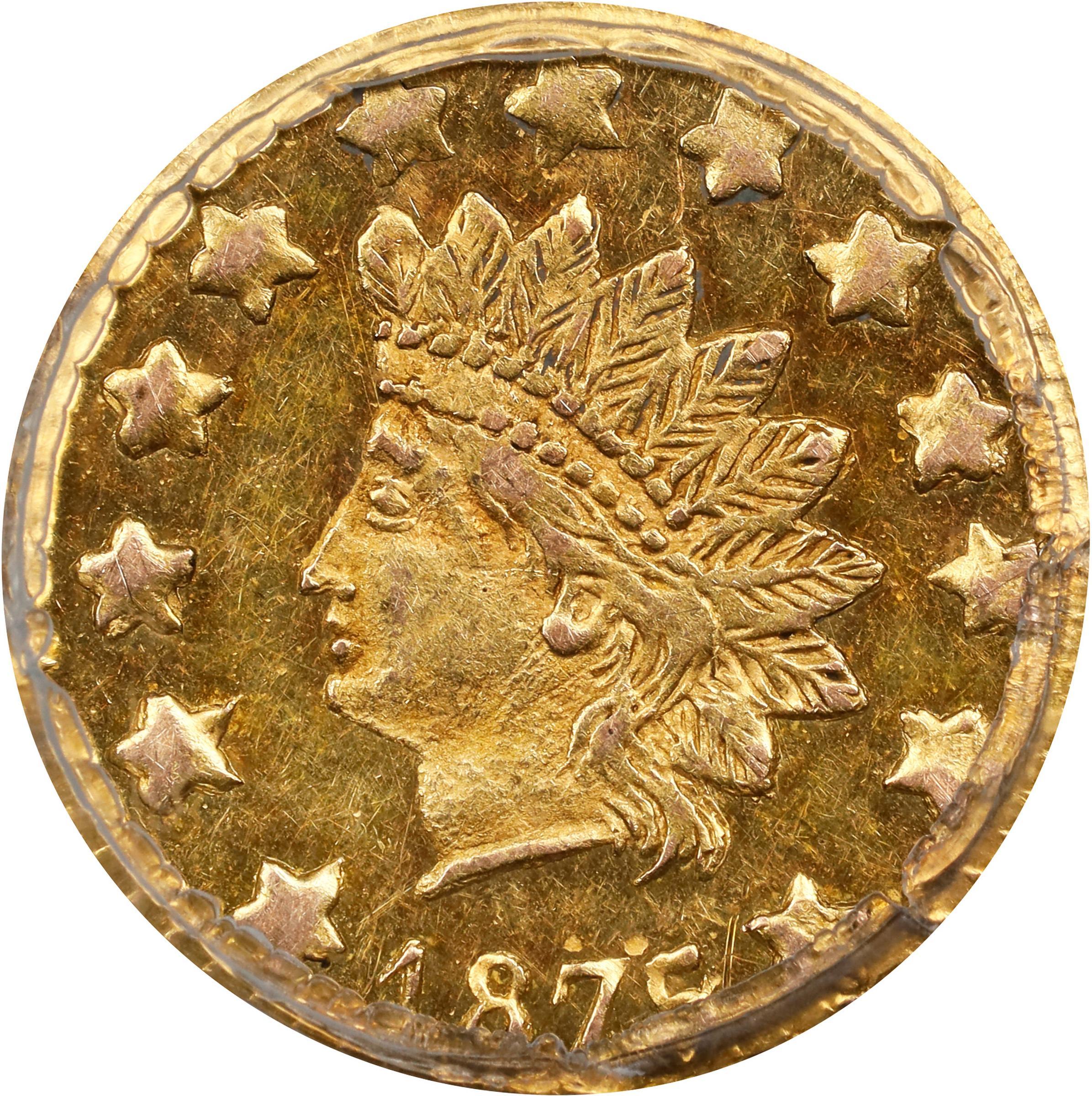 image for: 1875/3 Round 50 Cents. BG-1058. Rarity-3. Indian Cent. MS-62 (PCGS).