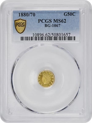 image for: 1880/70 Round 50 Cents. BG-1067. Rarity-4-. Indian Head. MS-62 (PCGS).