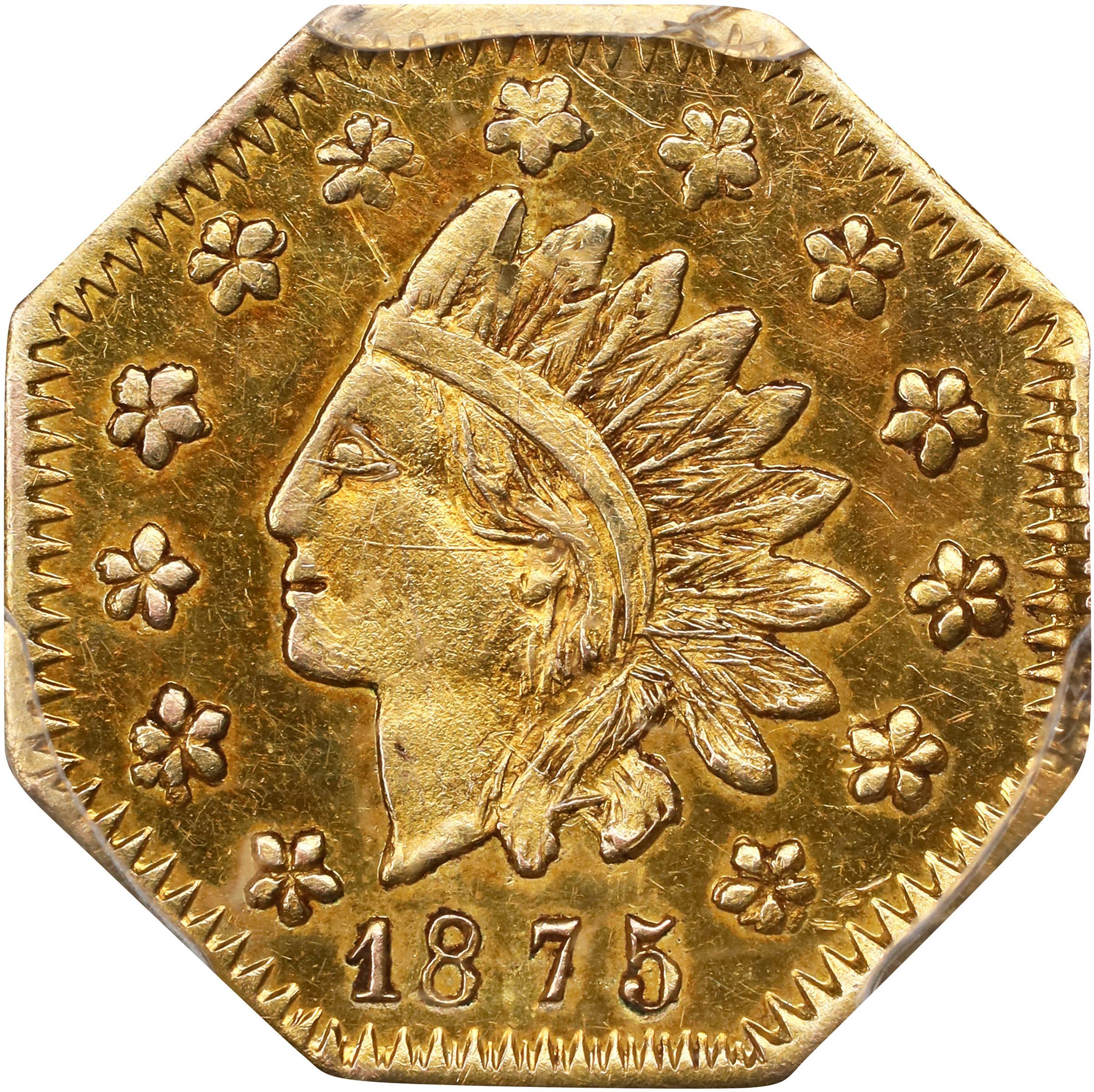 image for: 1875 Octagonal $1. BG-1112. Rarity-5+. Indian Head. MS-62 (PCGS).