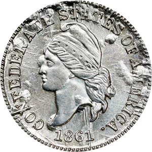 image for: "1861" (1961) Confederate Cent. Bashlow Restrike. Breen-8011. Silver. MS-68 (NGC).