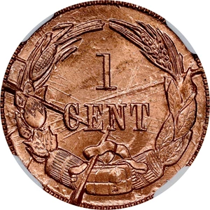 image for: "1861" (1961) Confederate Cent. Bashlow Restrike. Breen-8013. Bronze. MS-67 RD (NGC).