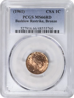 image for: "1861" (1961) Confederate Cent. Bashlow Restrike. Breen-8013. Bronze. MS-66 RD (PCGS).