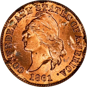 image for: "1861" (1961) Confederate Cent. Bashlow Restrike. Breen-8013. Bronze. MS-65 RB (NGC).