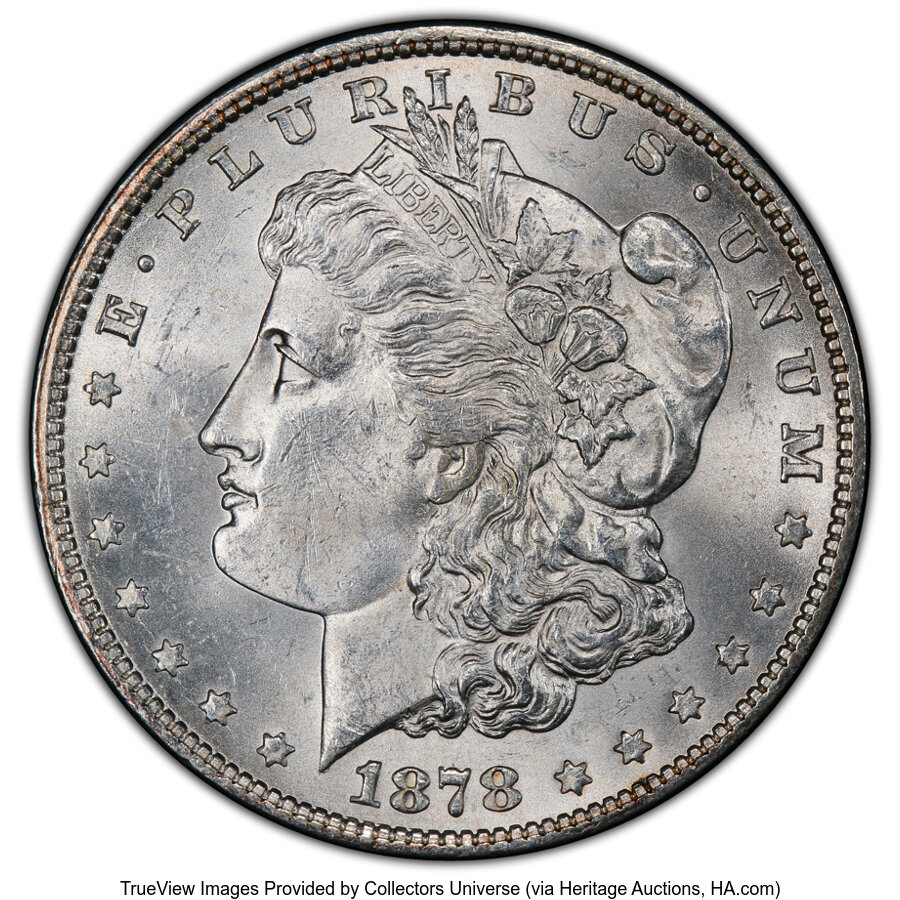 image for: 1878 7TF $1 Reverse of 1879, Face Chips, VAM-222A, MS63+ PCGS. A Hit List 40 Variety. VAM-222A is easily identified by a se...