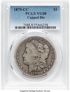 image for: 1879-CC $1 Capped Die, VAM-3, VG8 PCGS. A Top 100 Variety....