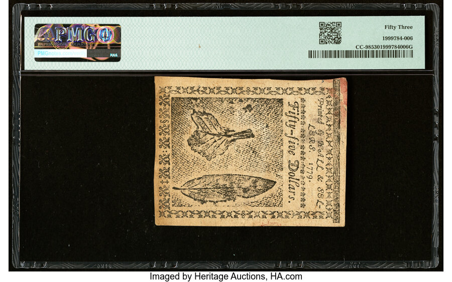 image for: Continental Currency January 14, 1779 $55 PMG About Uncirculated 53....