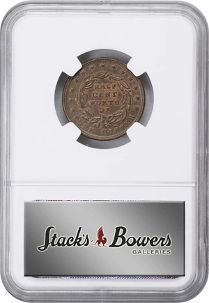 image for: 1837 Half Cent. HT-73, Low-49, W-11-710a. Rarity-1. Copper. Plain Edge. MS-63 BN (NGC).