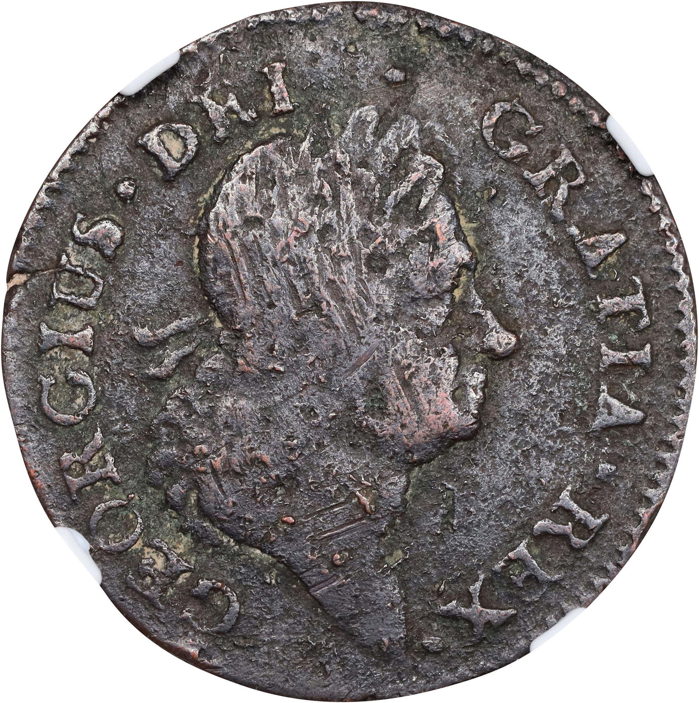 image for: 1722 Wood's Hibernia Halfpenny. Martin 4.11-C.4, W-12810. Rarity-6. Second Type, Harp at Right. VF Details--Damaged (NGC).