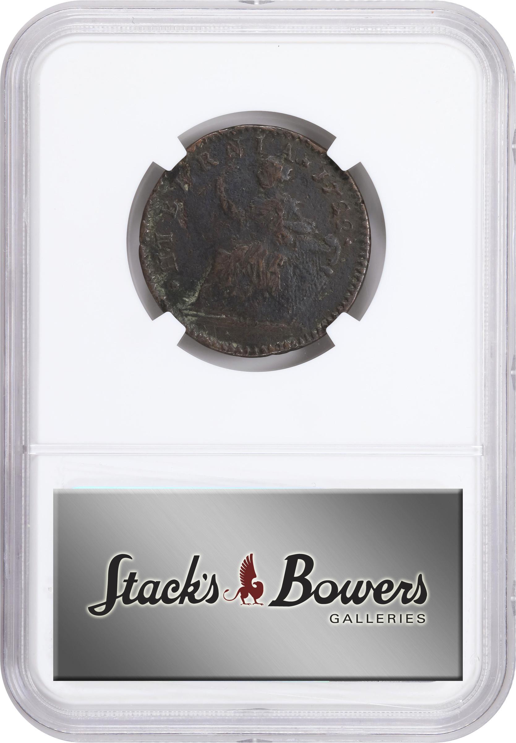 image for: 1722 Wood's Hibernia Halfpenny. Martin 4.11-C.4, W-12810. Rarity-6. Second Type, Harp at Right. VF Details--Damaged (NGC).
